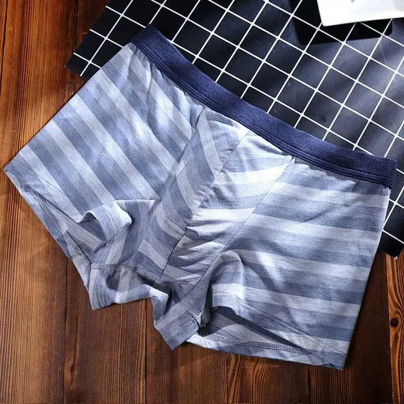 Men's boxer  Modal Material Male Underpants Stripes Color Male Panties Satin underwear Wide Side Waist Shorts