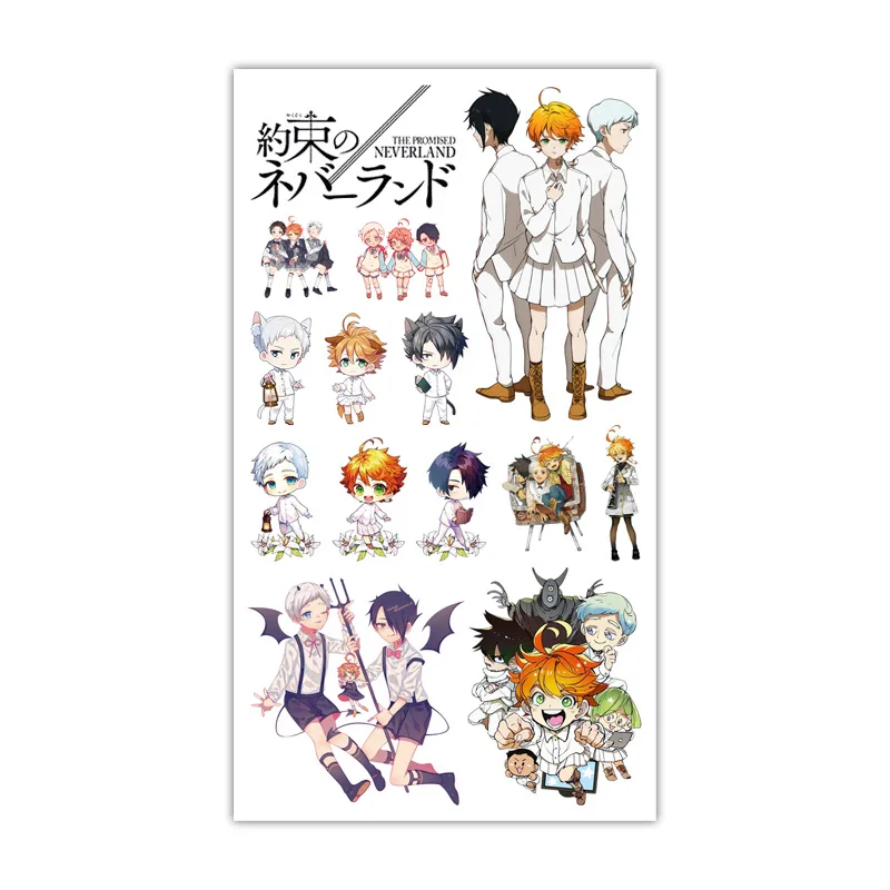 

1pc The Promised Neverland Tattoo Sticker Anime Stiker Water Transfer Temporary Children Tattoos Paper For Kids Body Arm