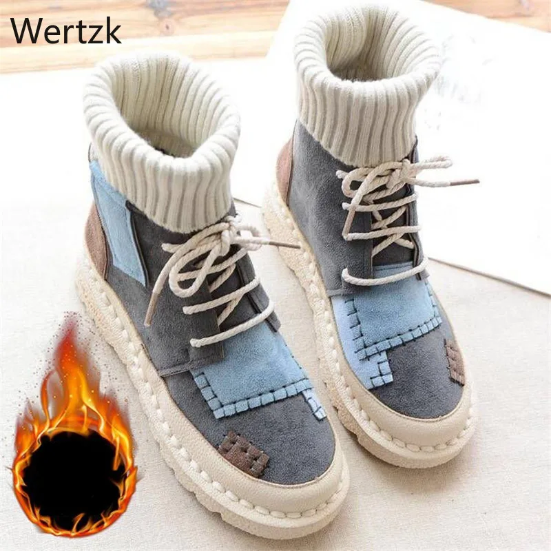 

Women Winter knitted Socks Ankle Boots Woman Shoes Women's Plush Platform Female Two Wear Boots Fashion Ladies Footwear B263