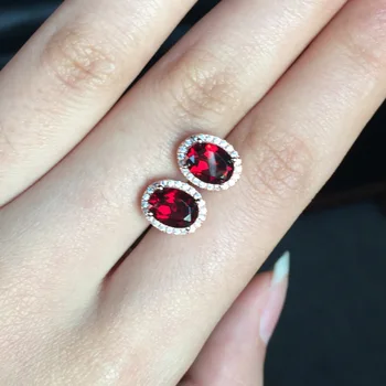 

Shop promotion product 925 pure silver Natural Garnet Earrings including certificate for friend gift lady Earrings