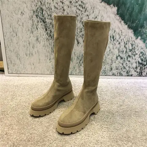 Women Boots 2022 Autumn Winter New Platform Thin Sleeve Stretch Women's Round Toe Vintage High Botas De Mujer | Обувь