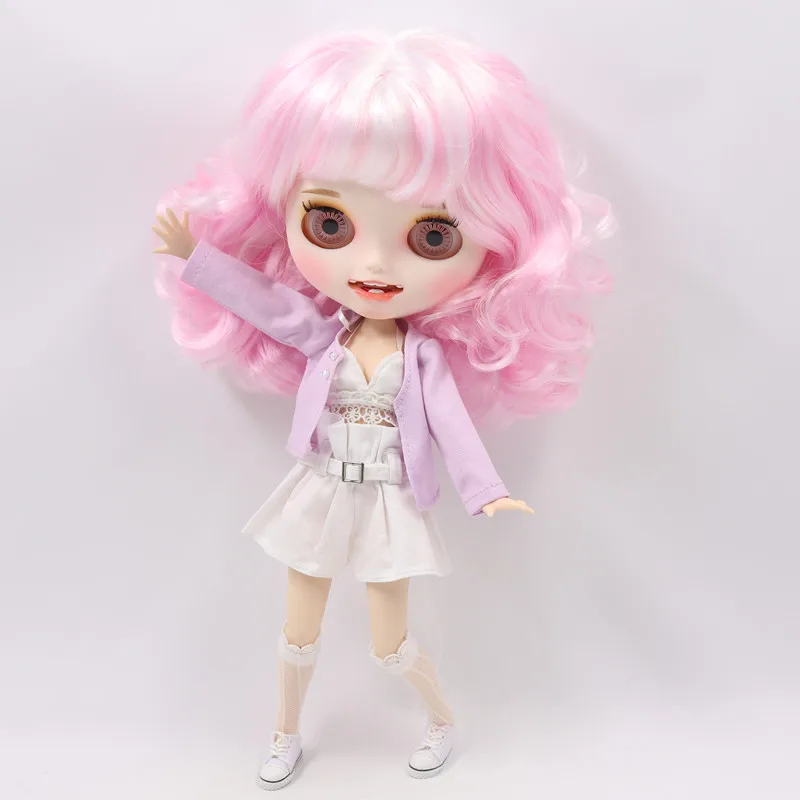doll clothes shoes Ледяная фабрика blyth кукла розовый микс белые волосы резные губы открытый рот матовая индивидуальная лицевая муфта тела 1/6 bjd DIY sd Подарочная игрушка - Цвет: doll clothes shoes