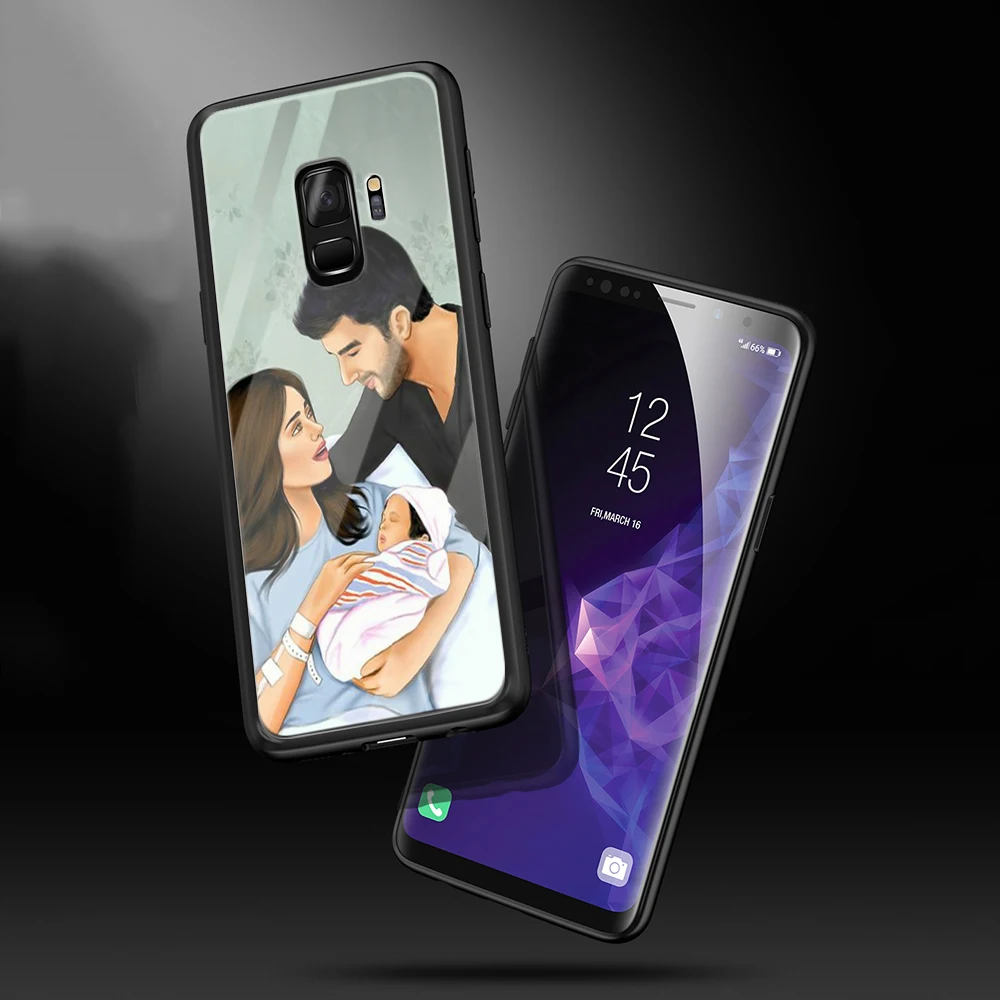 WEBBEDEPP мама папа ребенок семья закаленное стекло чехол для Samsung Galaxy S8 S9 S10 Plus S7 Edge Note 8 9 A10 A20 A50 A70 крышка