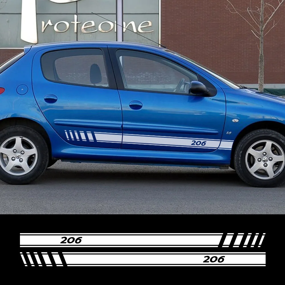 Auto Aufkleber 2 Stück Tiefer Peugeot 206 HDi GTi RC Umrisse Silhouette  Zubehör