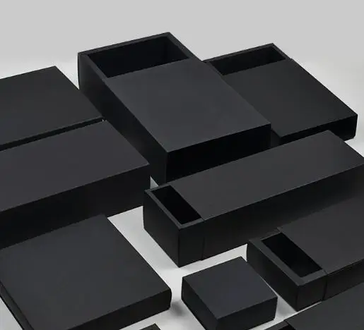 

100pcs Free Custom Logo Black Drawer Gift Boxes Cardboard Drawer Box Packing Wedding Favor Box Print Logo