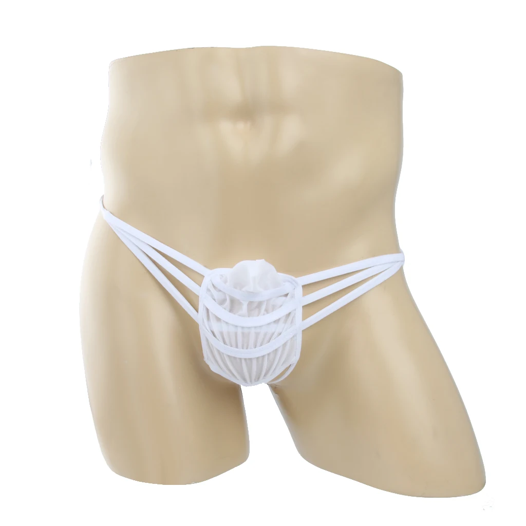  Mens Sexy White Underwear Gay Exotic Underpants Short Open Crotch Briefs C401 White g-string