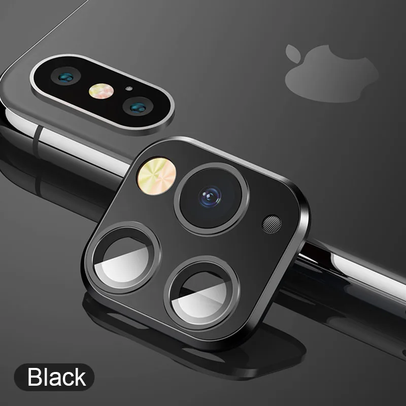 Black Чехол из закаленного стекла для iPhone X XR XS Max, чехол для iPhone 11 Pro Max, чехол для iPhone 11 Pro Max, чехол для объектива камеры - Цвет: Black