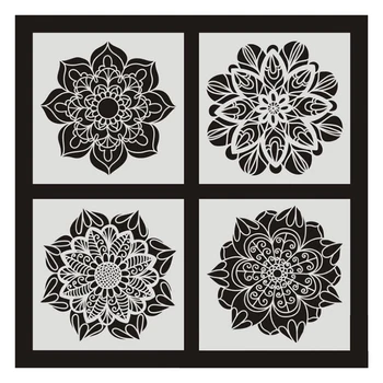 

6 Pcs DIY Painting 30X30cm Vintage Flower Pattern Stencils Template for Tile Wall Floor Furniture Painting Decor