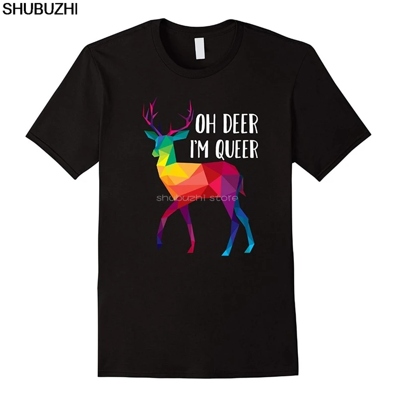 Хлопковая новая мужская футболка Oh Deer I'm Queer-Смешной Каламбур LGBT Радуга, гей Прайд футболка sbz5415