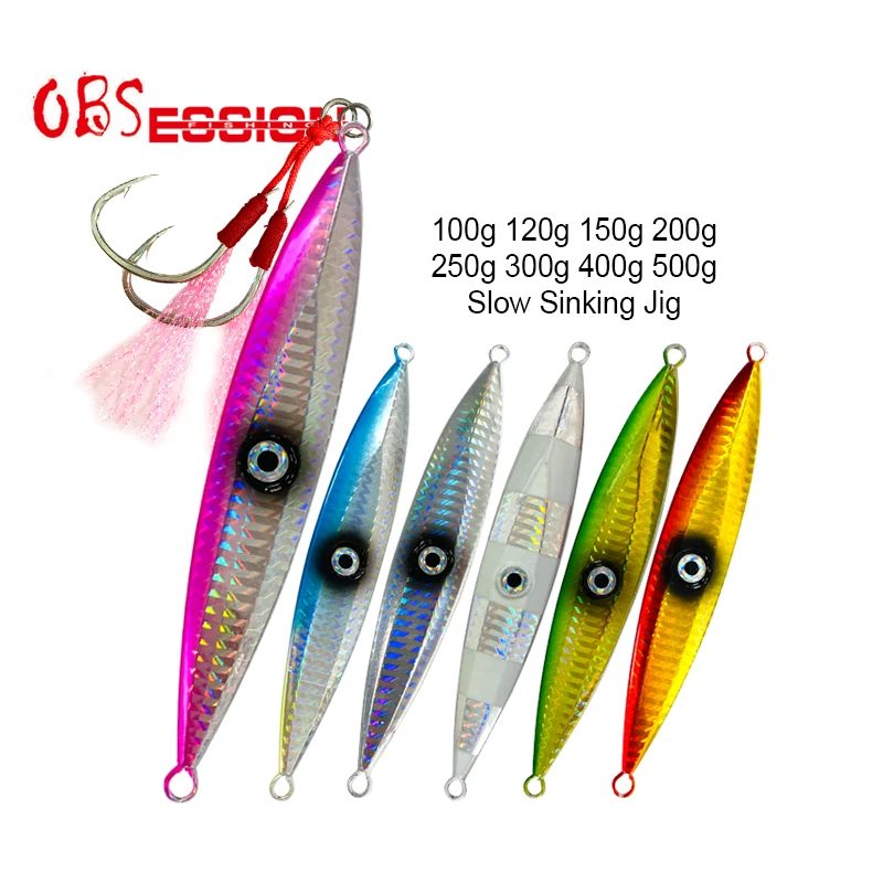 OBSESSION Metal Jig Luminous Bait 80g100g120g Slow Sinking Artificial  Fishing Lure pesca Jig Fish Carp Fishing With Assist Hook
