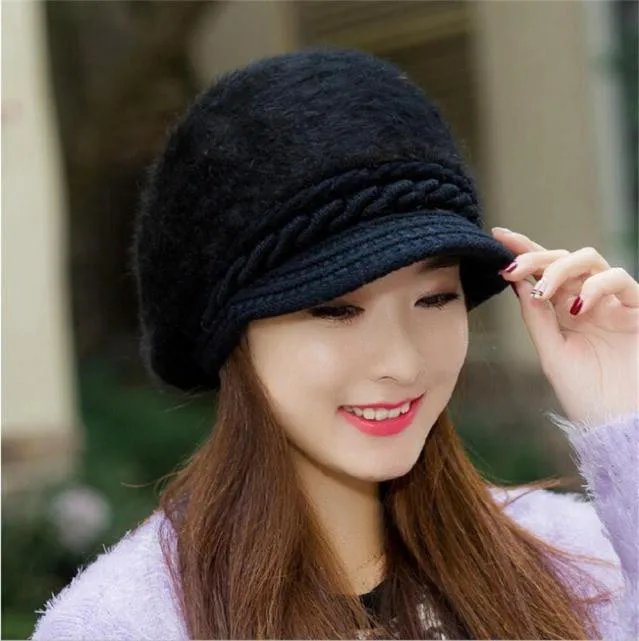 Модные женские шапки бини, зимняя шапка, вязаная шапка с кроличьим мехом, вязаная шапка, шапка бини, теплая уличная шапка