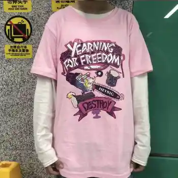 

NiceMix Hip-hop Harajuku Ulzzang Street Skateboarding T Shirt Women Tshirt Pink Short-sleeved O-Neck Tops Graphic Tees Women