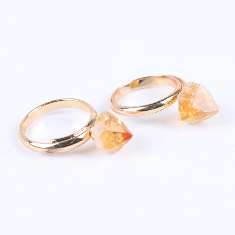 Маленький рейки минерального золота цвет регулируемое Открытое кольцо рок натуральный цитрин кольца желтый кварц Кристалл кольцо Свадебные ювелирные изделия для женщин