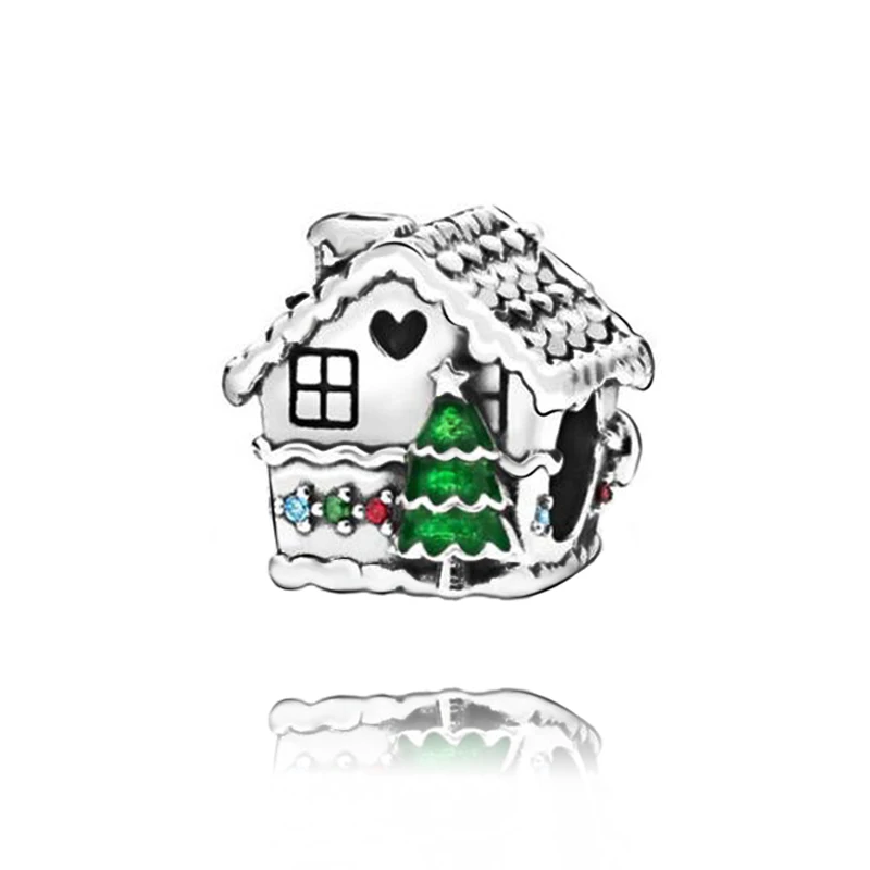 925 пробы Серебряные бусы Santa Счастливого Рождества, очаровательный, подрходит к оригиналу Pandora, Браслеты Для женщин, сделай сам, ювелирное изделие Новинка зимы подарок - Цвет: pdl729