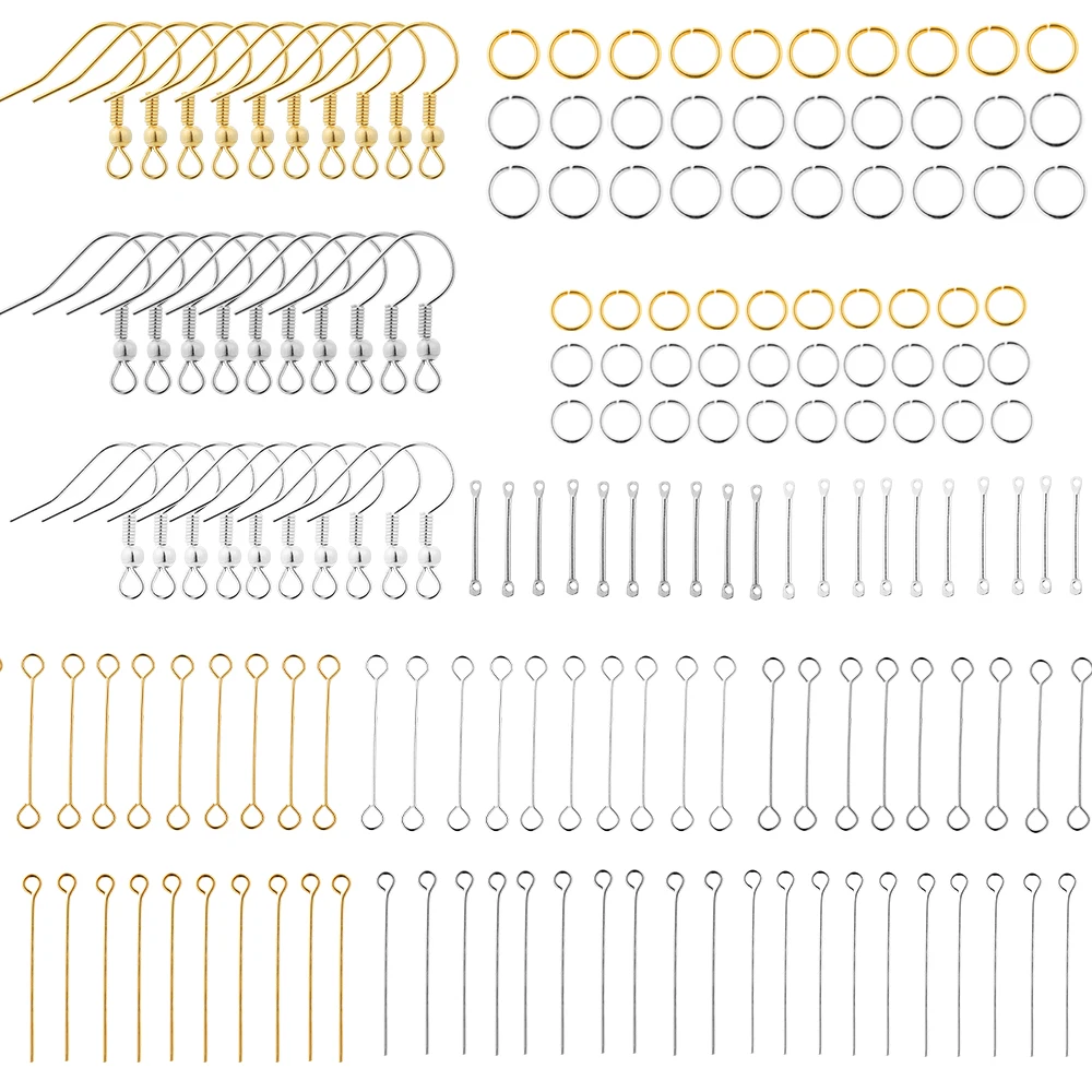귀걸이 후크 점프 링 골드 컬러 커넥터 오픈 링 세트, DIY 귀걸이 쥬얼리 제작 액세서리, 220 개 