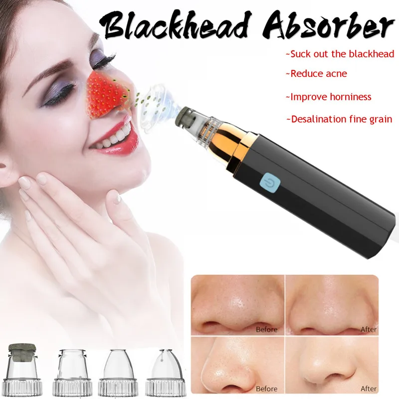 Electric Acne Blackhead Vacuum Cleaner Pore Skin Care Beauty Tools Nose Face Cleansing Suction Machine with 4 Head Birthday Gift