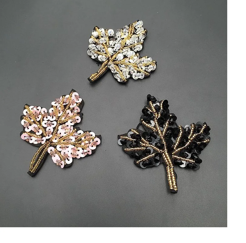 

Sequin leaf decoration cloth stickers handmade beaded cloth stickers clothes shoes hats decoration clothing accessories