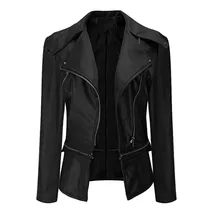 Женская верхняя одежда пальто жакеты модная повседневная женская куртка с отворотом, кожаная куртка на молнии, Байкерская короткая укороченная куртка в стиле панк, пальто F40
