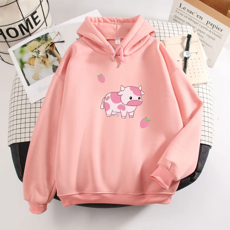 Strawberry Cow Embroidered Crewneck Cow Embroidered Crewneck Cute