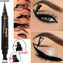 Сексуальный Водонепроницаемый двойной головкой черный в форме крыла подводка для глаз Подводка для глаз со штампом карандаш со штампом кошачий глаз инструмент для макияжа