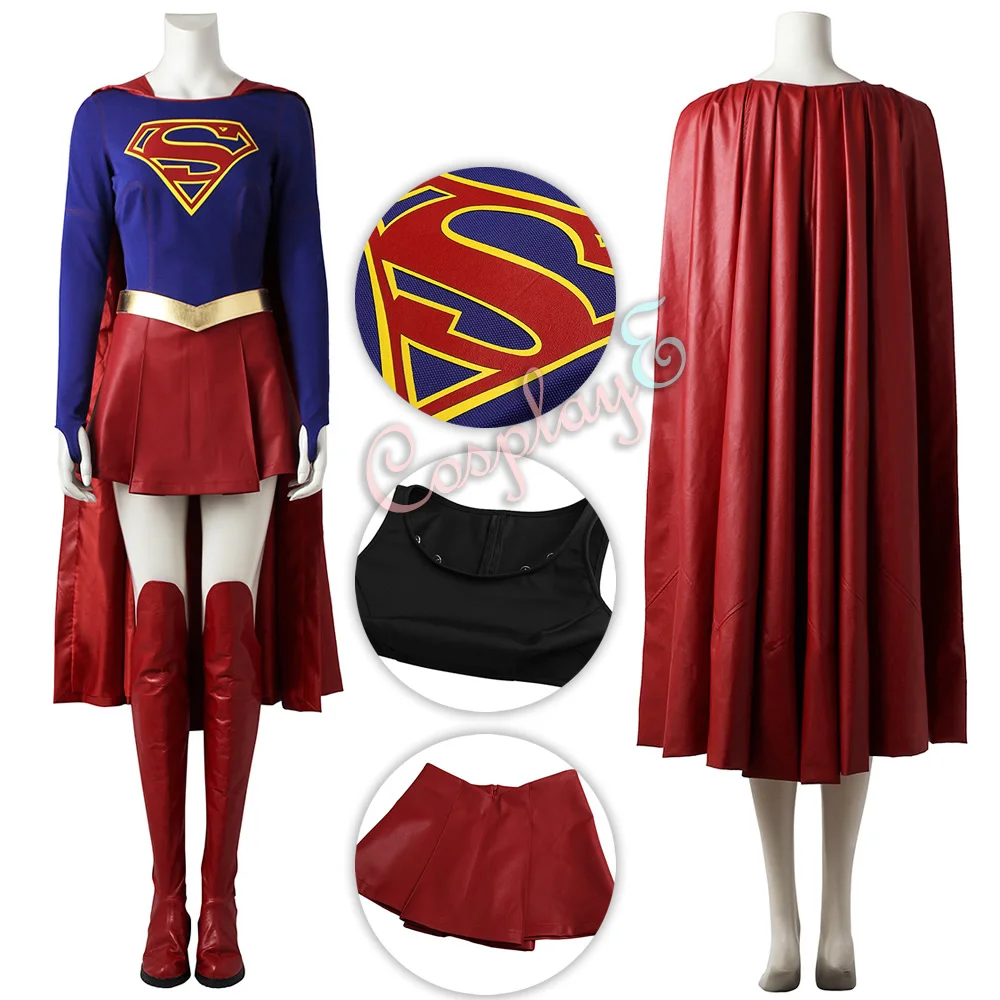 Супергерл Костюм супердевочка Косплей Kara Zor-El Хэллоуин полный комплект