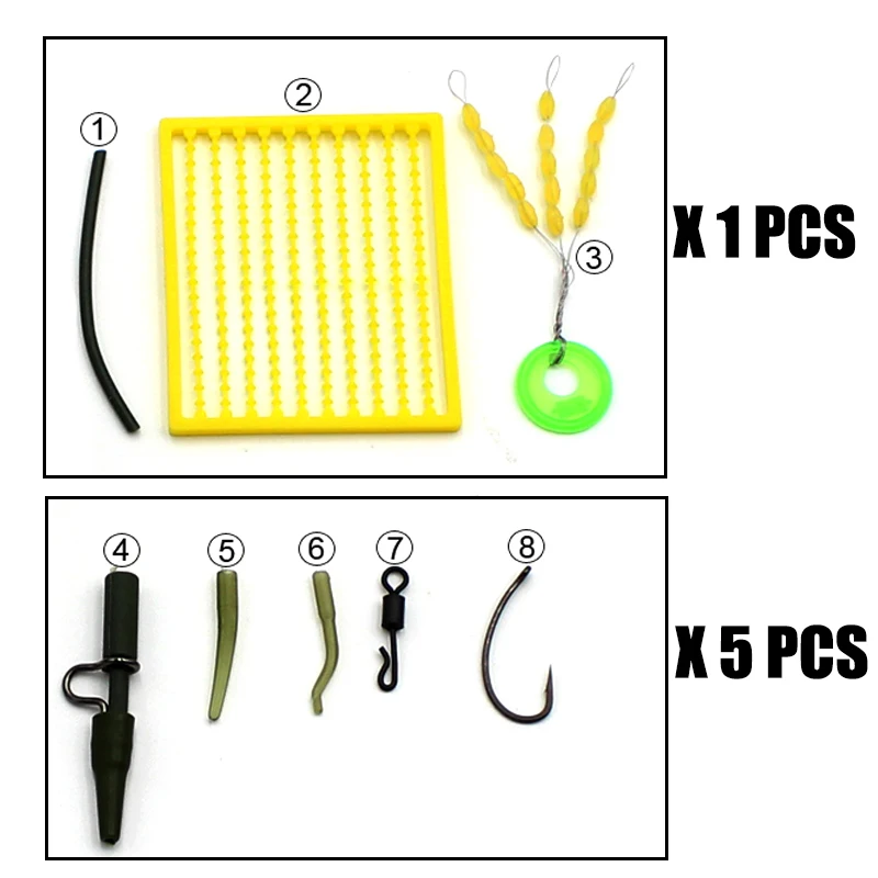 28 шт. Карп комплект рыболовных принадлежностей Снасти Коробка для карпа волос Rig тефлоновые крючки с покрытием рукава свинцовый зажим наживка остановка