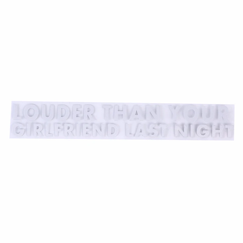 Louder Than Your Girlfriend Last Night Bumper Sticker - 1.75x8 Inch White Vinyl Decal