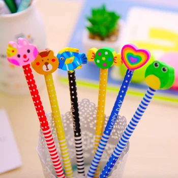 

Lovely 6 Pieces Cute Creative HB Pencil With An Eraser Primary School Children Pencil School Supplies Gift