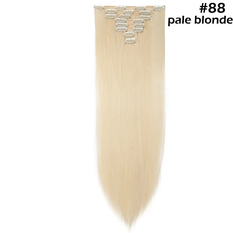 pale blonde Snoilite 47 цветов 18 клипов длинные прямые заколки для наращивания волос 22 дюймов 26 дюймов волосы удлиняющие синтетические набор волос для женщин - Цвет: pale blonde