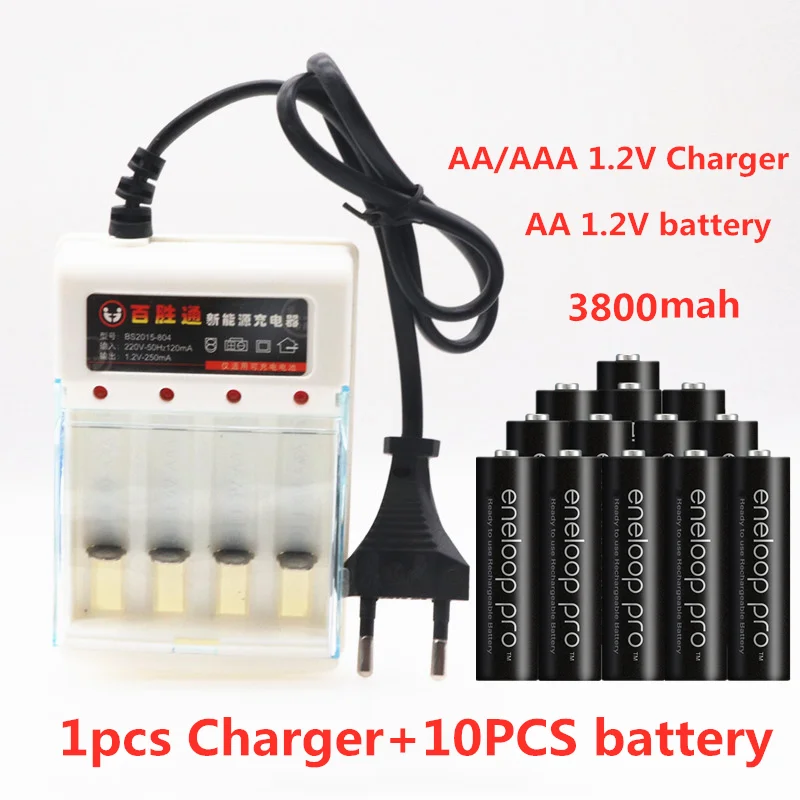 Зеленый Panasonic eneloop основной аккумулятор pro AA 3800 MAH 1,2 V NI-MH камера, литий-полимерный аккумулятор+ зарядное устройство - Цвет: Зеленый