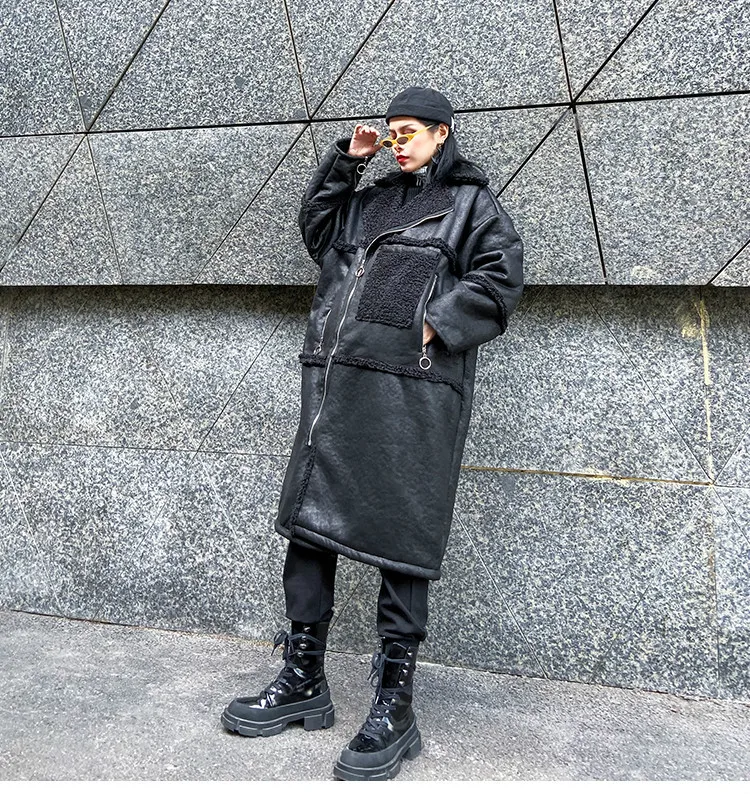 Max LuLu зимняя одежда Роскошные корейские женские панк уличные женские Теплые Куртки из искусственной кожи повседневные длинные меховые пальто из искусственной кожи размера плюс