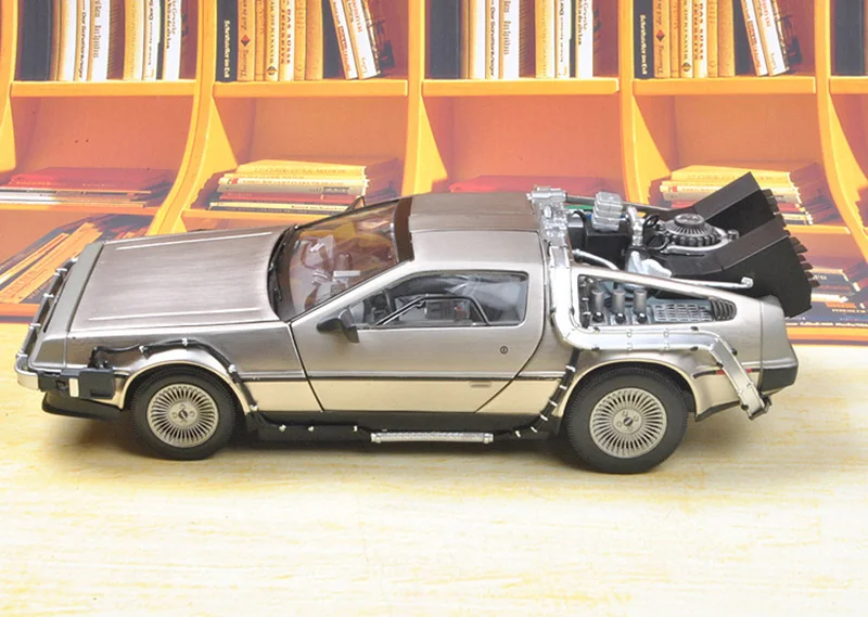 1/18 масштаб металлического сплава литья под давлением модель часть 1 2 3 машина времени DeLorean DMC-12 модель игрушки Welly Модель возвращение в будущее