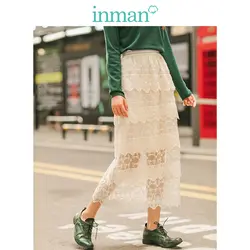 INMAN 2019 осеннее Новое поступление, эластичная талия, романтическая элегантная юбка с кружевом в стиле сказочной феи