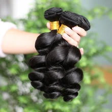 Aliexpress - 1/3/4 Pcs 9A Remy Human Hair Loose Wave Hair Bundles Natural Black Color 10″-30″ Loose Wave Hair Extension