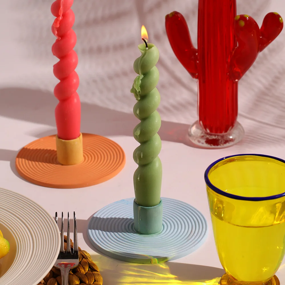 Nicole Concrete Candle Holder Mold Round Cement Candlestick Mould Home furnishing Handmade Making Tool