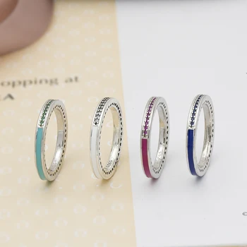 

pannew Silver Dream Dora Red Blue White Purple with zircon Enamel Female Wild Ring Be Overlaid Wear