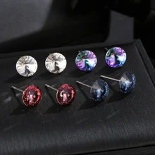 Baffin классические круглые серебряные серьги-гвоздики с кристаллами от Swarovski, пирсинг для женщин, вечерние, свадебные стразы, ювелирные изделия для девушек