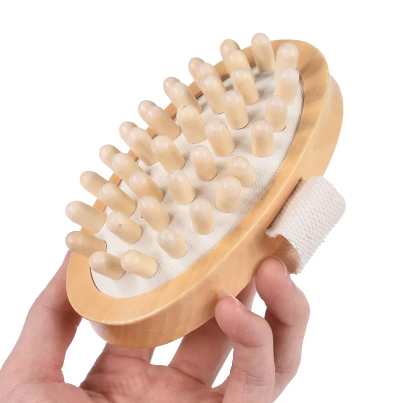 

Hand-Held Wooden Body Brush Massager Cellulite Reduction Relieve Tense Muscles New