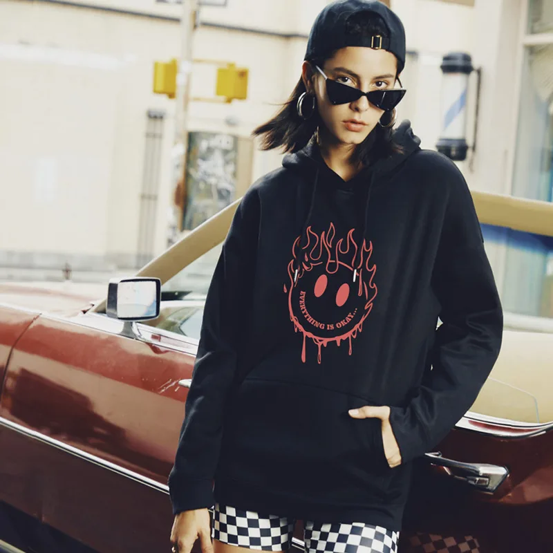

2020 Autumn And Winter New Korean Casual Sweatshirt Print Embroidery Cotton Hood Sweatshirt Female Wm*