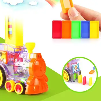 

60 Pcs Small Train Automatically Puts Classic Domino Children's Early Educational Development Toys Kids Christmas Gift Toys Set