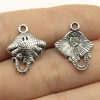 

WYSIWYG 20pcs 21x13mm Charms Stingray Fish Mobula Antique Making Pendant Fit Vintage Manta Ray Charms DIY Handmade Jewelry