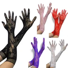 Длинные Цветочные кружевные перчатки вечерние кружевные вечерние перчатки винтажные кружевные перчатки длиной до локтя для выпускного бала, свадебных вечеринок ST301