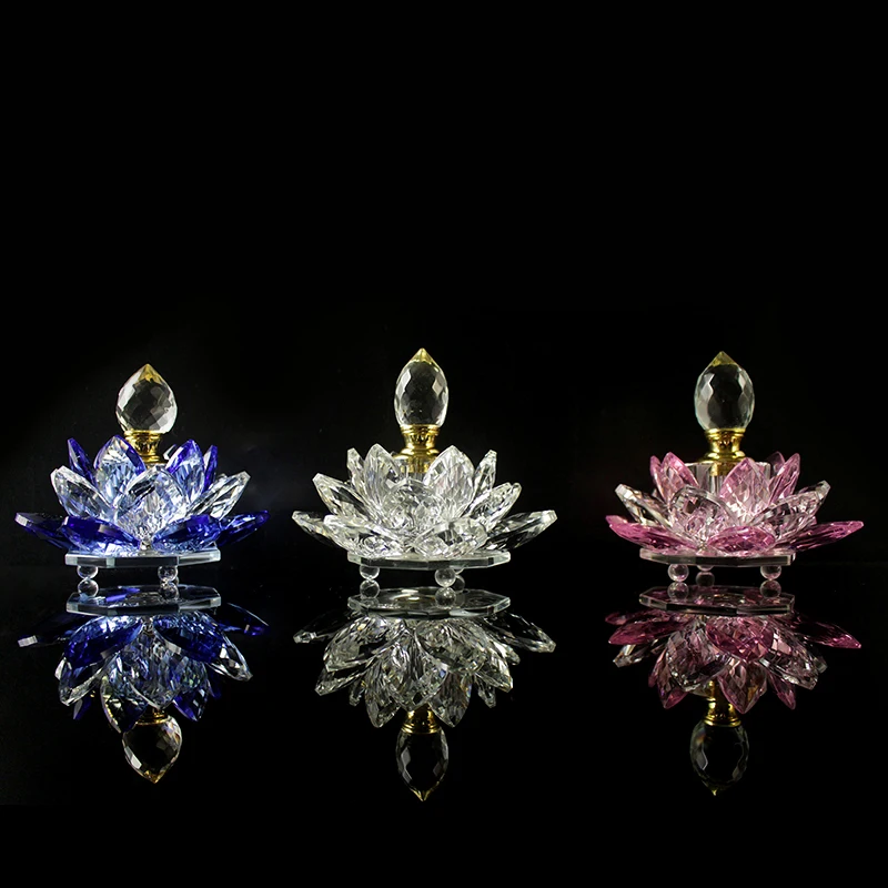 3ML Refillable Crystal Glass Lotus Flower Perfume Bottle Arttar Oil Scent Empty Glass Bottle Fragrance Container Gift Home Decor glass bottles mini perfume bottles