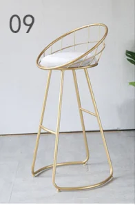 Gold light gray 75cm Стул скандинавский барный стул Железный высокий домашний стул светильник роскошный барный стул набор - Цвет: Gold light gray 75cm