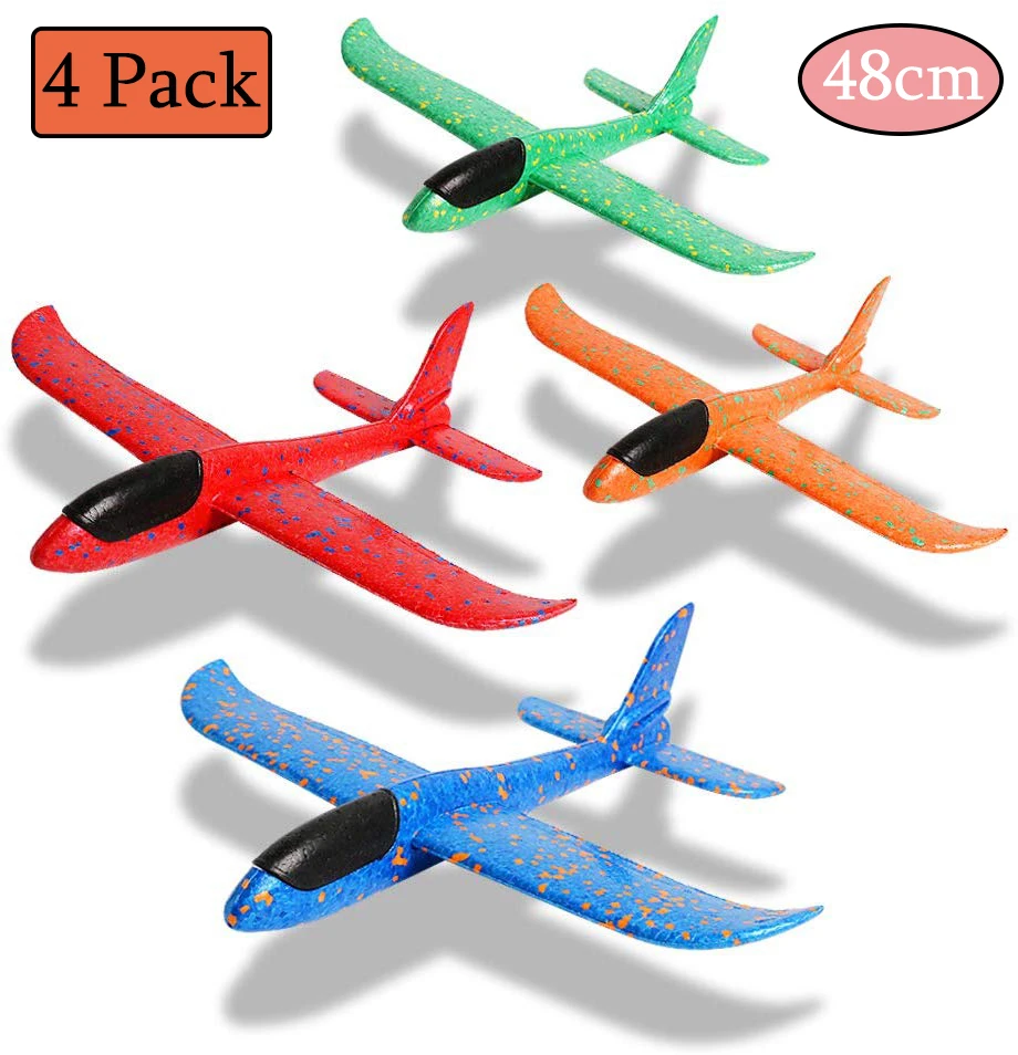4Pack 48cm Пенопластовый игрушечный самолет, 36 см 48 см, режим полета, планер, инерционные модели самолетов, самолеты для детей, Спорт на открытом воздухе - Цвет: 4Pack 48cm