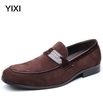 

2020 Fashion Mens Dress Shoes Casual Wedding Italian Slip On Shoes Black Brown Blue Pu Leather Loafers Men Shoes Plus Size