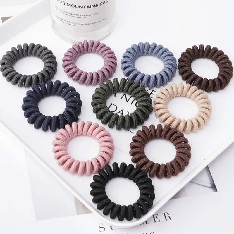 

1pc scrunchie 7 Colors Telephone Coil Hairbands Women Spiral Hair Ties Girls Hair Rings Rope Telephone Wire Hair Accessories