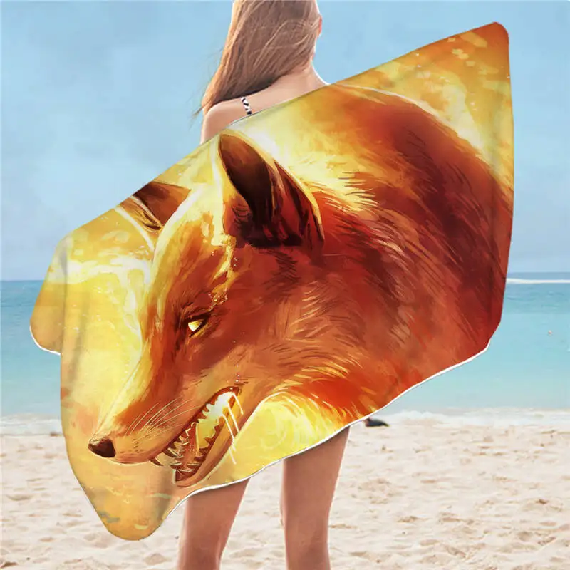 Fire Fox от JoJoesArt прямоугольное банное полотенце Акварельная микрофибра пляжное полотенце животное купальный Душ Полотенце пламя коврик для пикника - Цвет: Fire Fox
