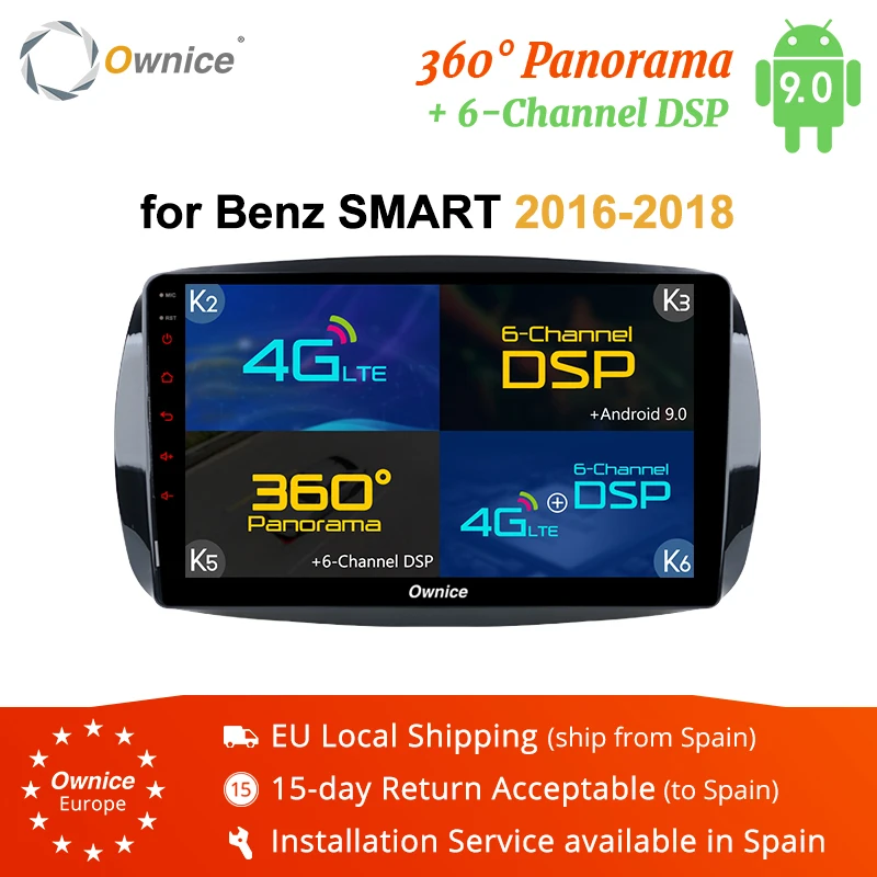 Ownice K1 K2 K3 K5 K6 Android 9,0 Octa Core 360 Panorama DSP 4G LTE автомобильный DVD gps для Mercedes Benz Smart Авторадио