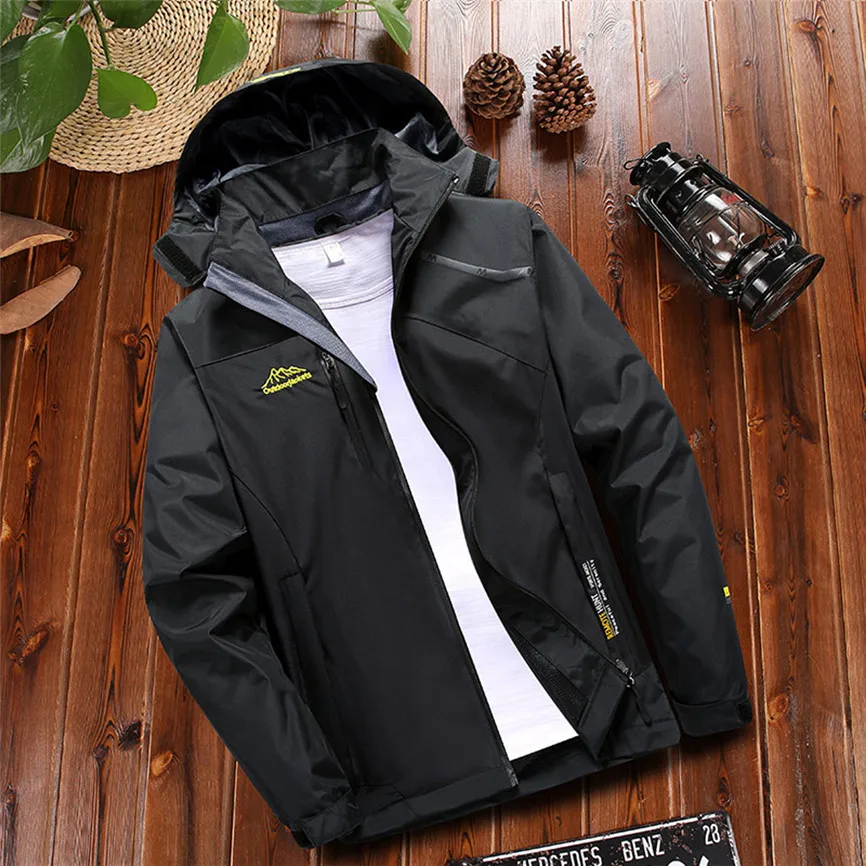 

Man Jacket Spring 2019 Autumn Outdoor Pocket Men's Jacket Hooded Sportswear Zipper Sport Outdoor Assault Coat Men's Coats Casual